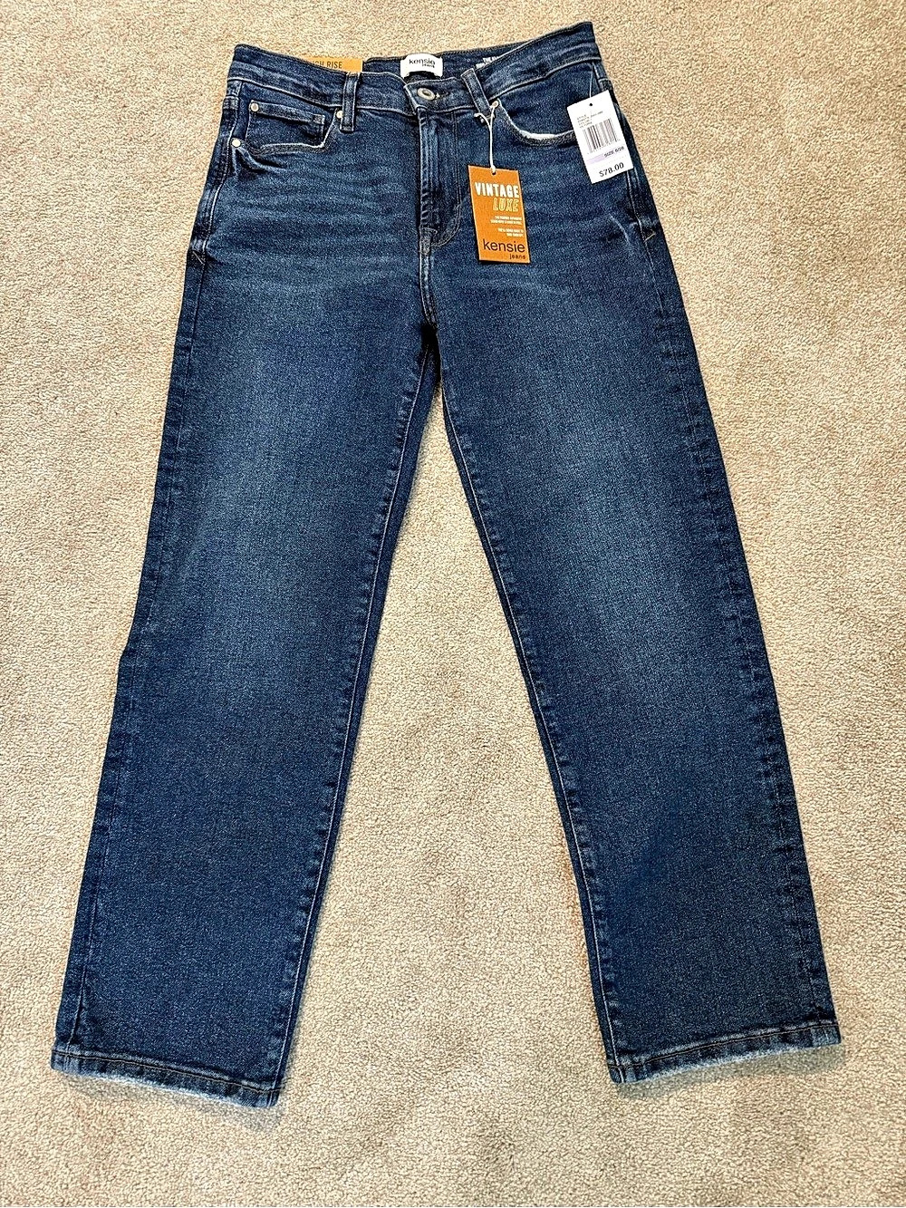 Kensie The Ella High Rise Straight 27” inseam Jeans Blue Waist 26 & 28 NWT